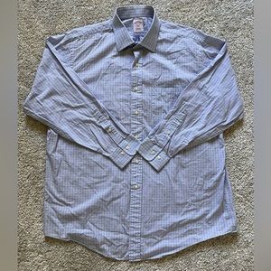 Brooks Brothers 346 Men’s 17 1/2-4/5 Blue Plaid Pocket Button Down Long Sleeve